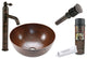 Premier Copper Products BSP1_VR15BDB 15" Round Vessel Copper Sink Package