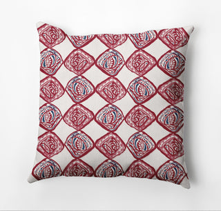 Cowry Check II Rug Pillow, Red, 16"x16"