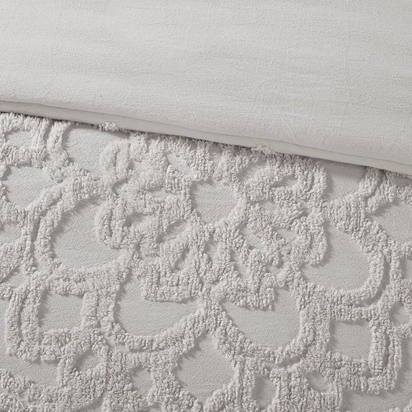Madison Park Laetitia 3-Piece Tufted Cotton Chenille Medallion Duvet Cover Set