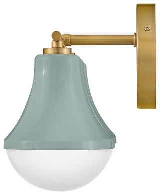 Lark Haddie 24" Modern Three-Light Bath Vanity, Seafoam + Lacquered Brass