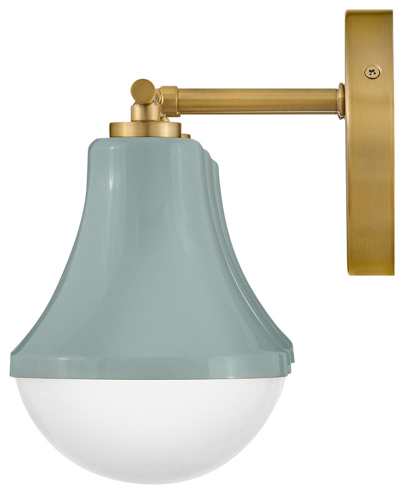 Lark Haddie 24" Modern Three-Light Bath Vanity, Seafoam + Lacquered Brass