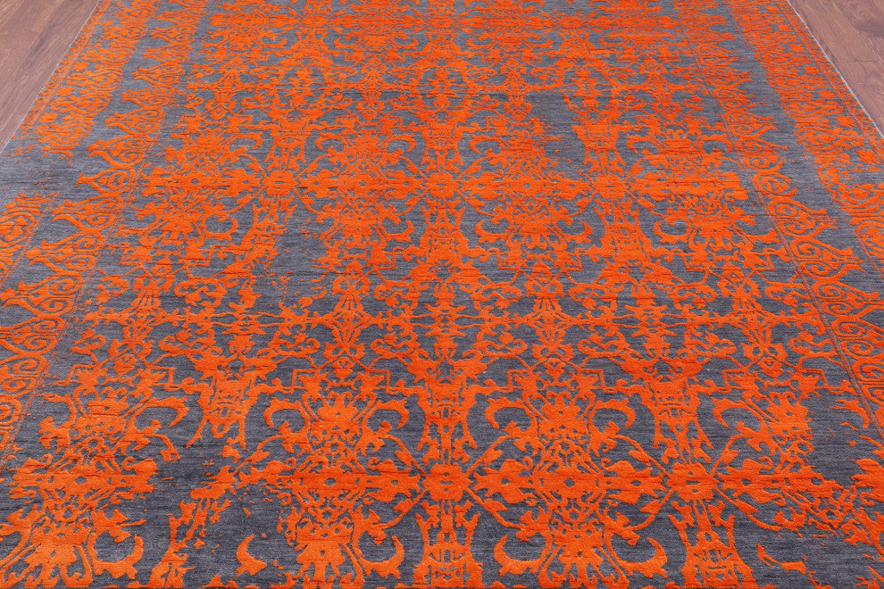 7' 11" X 10' 0" Persian Wool and Silk Hand Knotted Rug Q7091