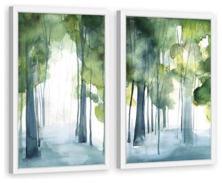 "Through the Haze" Framed Painting Diptych, 48"x36"