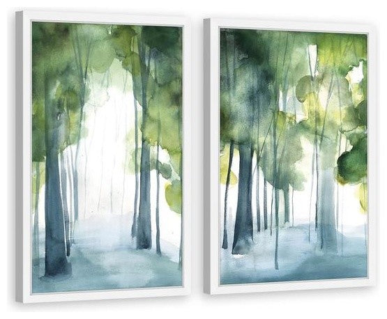 "Through the Haze" Framed Painting Diptych, 48"x36"