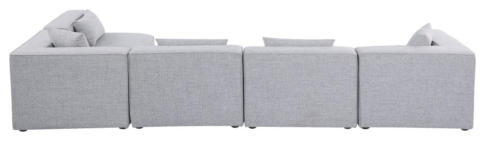 Cube Upholstered Modular Sectional, Gray, 5-Piece: 3 Armless Chair, 2 Corner Chair, Linen Texured Fabric