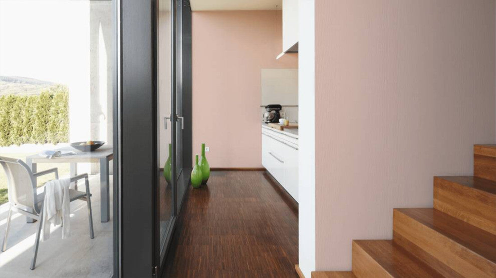 Plain Textured Wallpaper Featuring Solid Color, Pink Metallic, 1 Roll