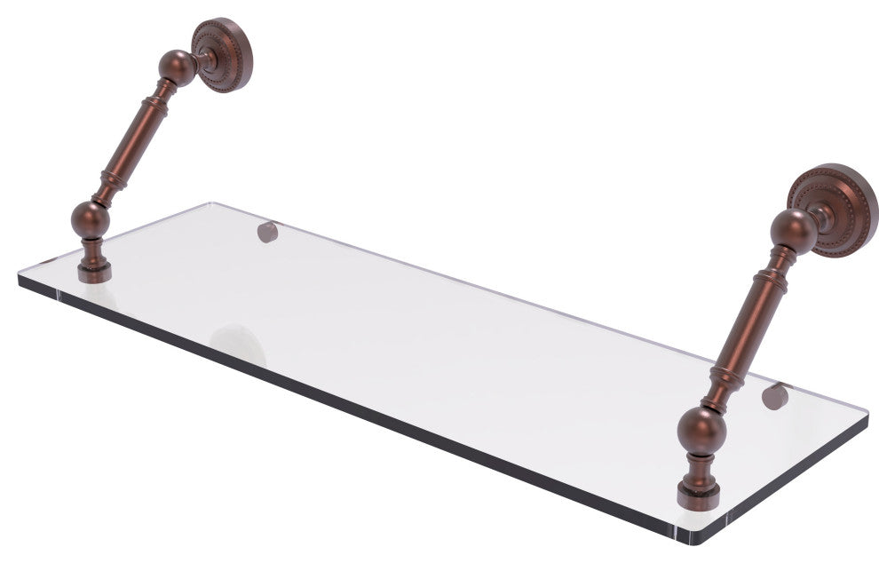 Dottingham 24" Floating Glass Shelf, Antique Copper