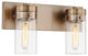 Intersection 2-Light Vanity, Burnished Brass With Clear Glass