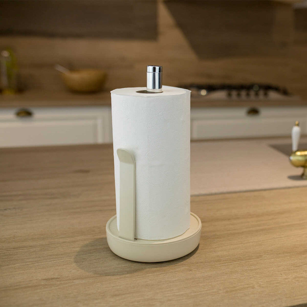 Aluminum Kitchen Paper Towel Holder, Marble Finish Tissue Paper Dispenser, Beige