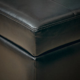 GDF Studio Leeds Tufted Leather Storage Ottoman