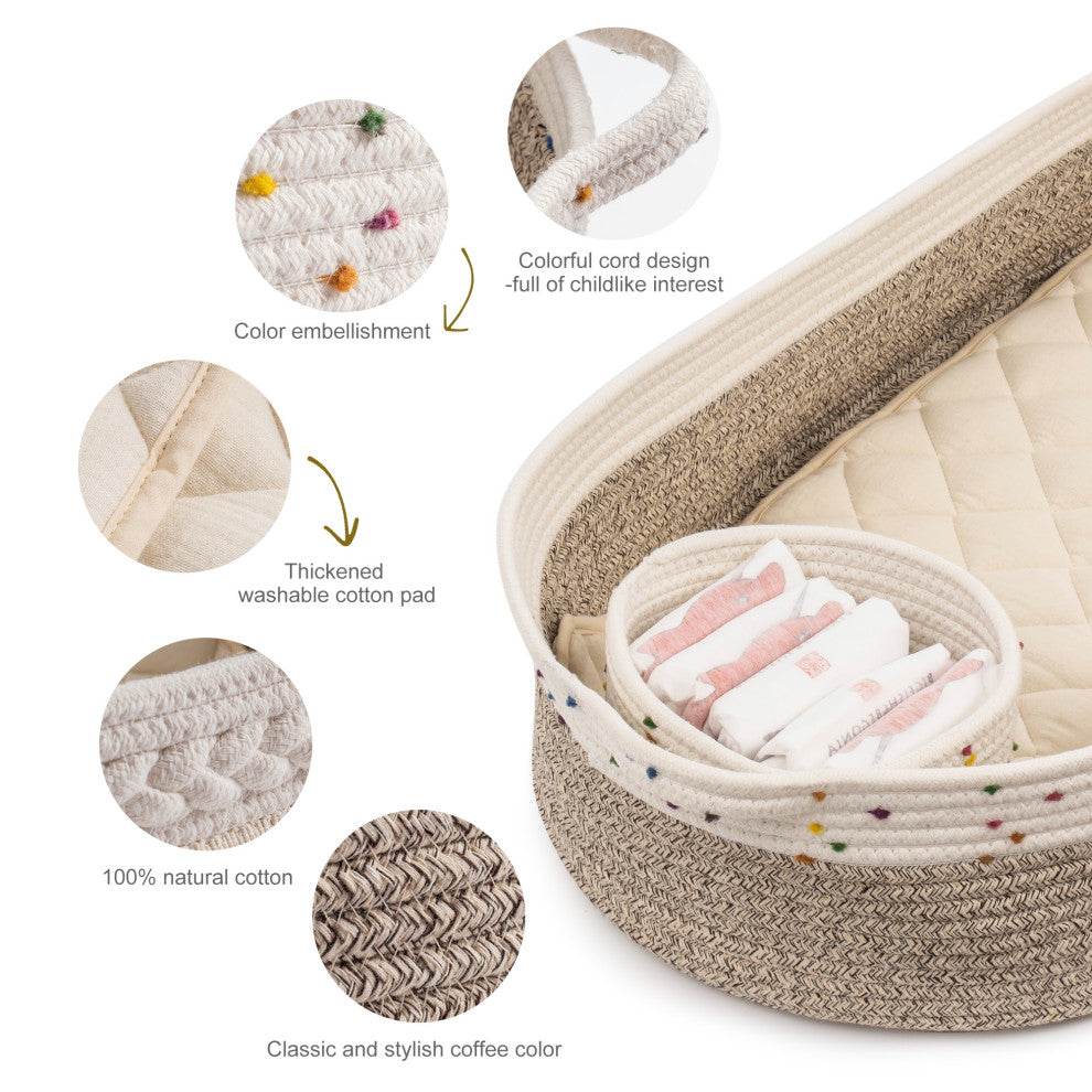 Macrame Boho Theme Moses Basket for Babies, Handmade, 100% Cotton Rope