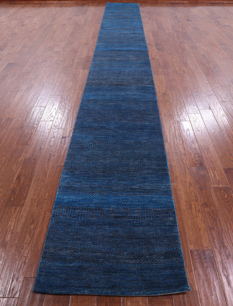 Runner Wool and Silk Super Savannah Gabbeh Handmade Rug 2' 7" X 19' 9" Q8989