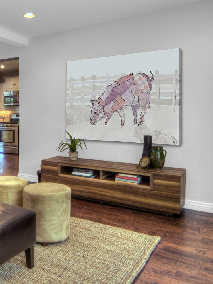 "Como Cerdo" Painting Print on Wrapped Canvas, 60"x40"