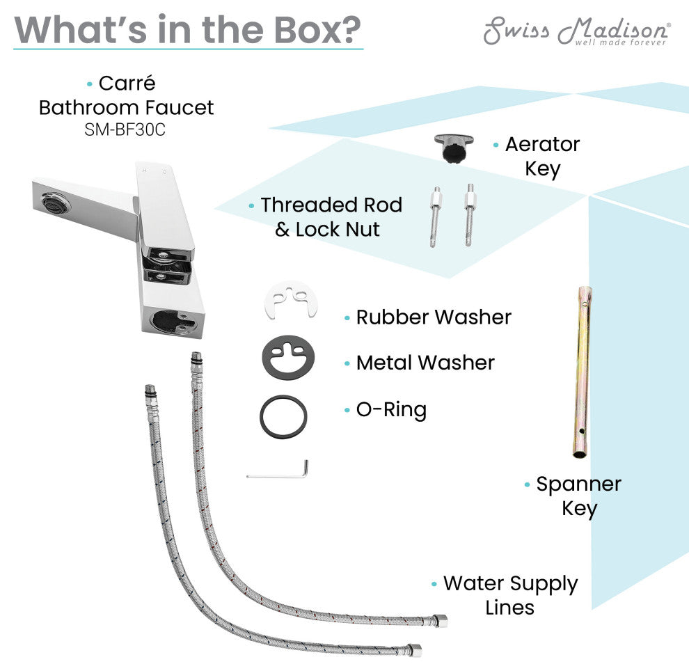 Carre Single Hole Single Handle Bathroom Faucet, Chrome