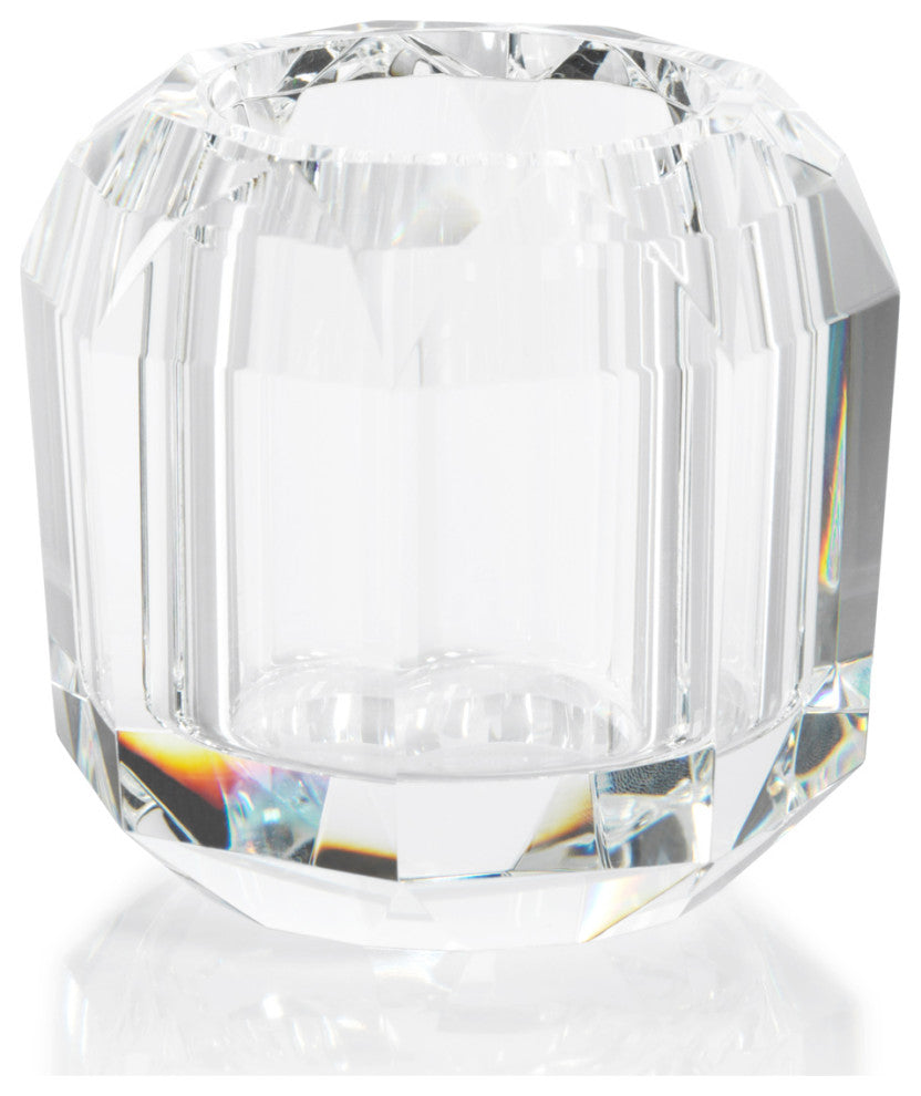 Ruxley 3.25" Faceted Crystal Vase, Cler
