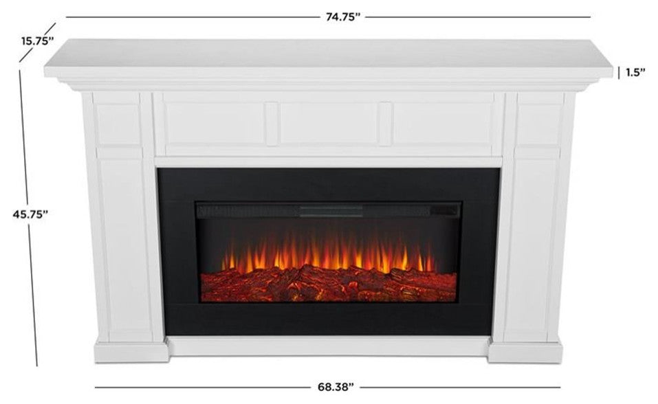 Real Flame Alcott Landscape Electric Wood Fireplace in White