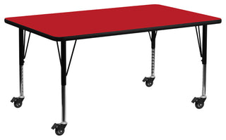 Mobile 24''Wx60''L Red Hp Laminate Activity Table