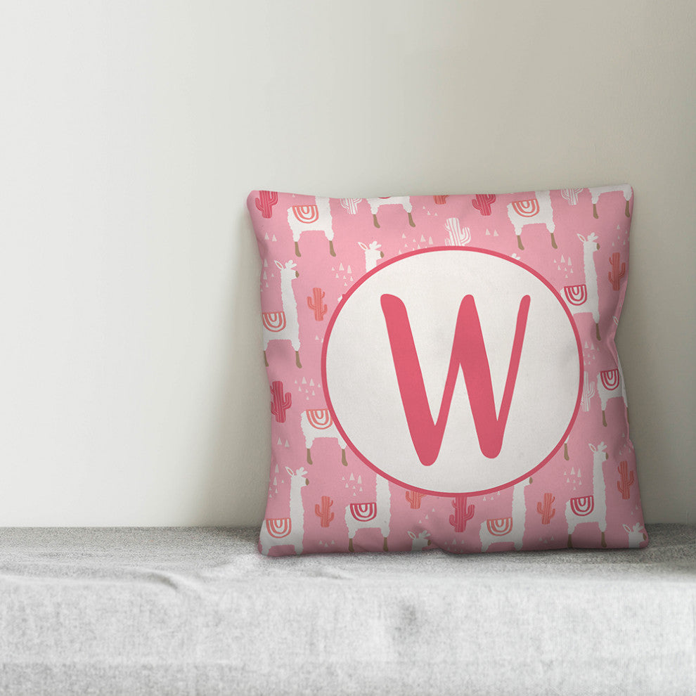 Monogram Lllama Pattern - W 16x16 Spun Poly Pillow
