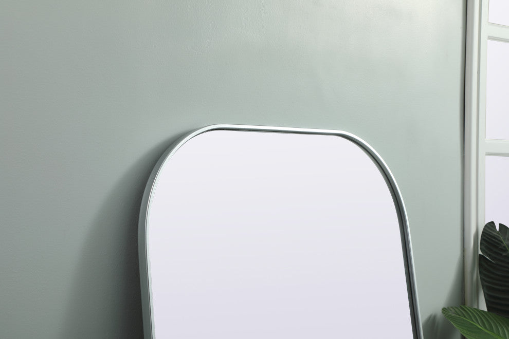 Metal Frame Arch Full Length Mirror 35X66 Inch, Silver