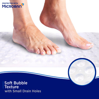 Microban Protected Bubble Bath Mat, 26.75" L x 14.5" W, Frosted
