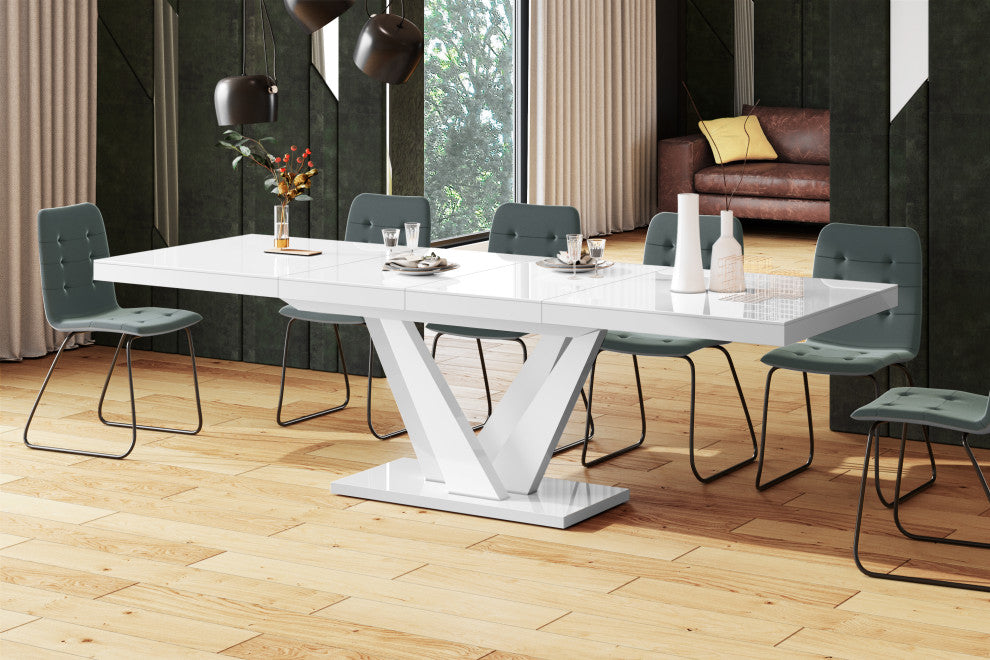CHARA Extendable Dining Table, White