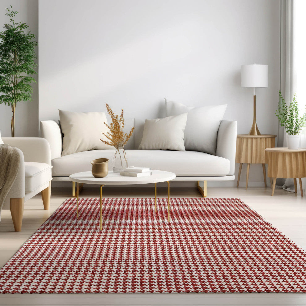 Indoor/Outdoor Hinton HN1 Red Machine Washable 10' x 14' Rug