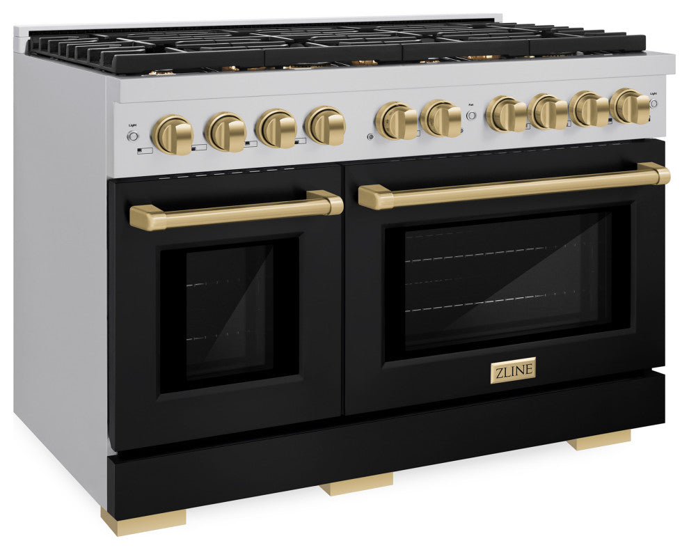 48 in. Autograph Gas Range, Stainless With Black and Champagne, SGRZ-BLM-48-CB