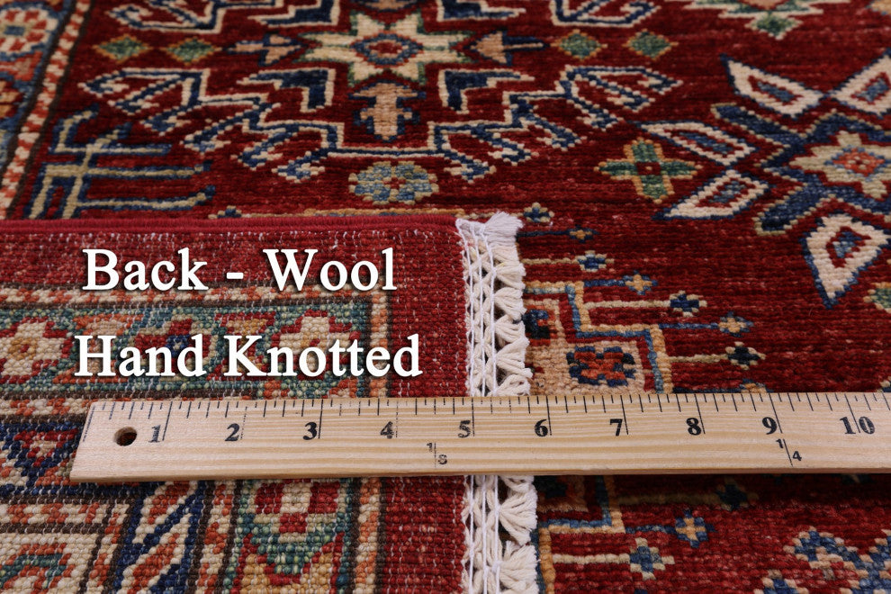 6' Square Handmade Super Kazak Wool Rug - Q12943