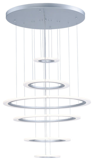 ET2 E22664-11 Saturn II 30" Tall 6 Ring LED Chandelier - Matte Silver