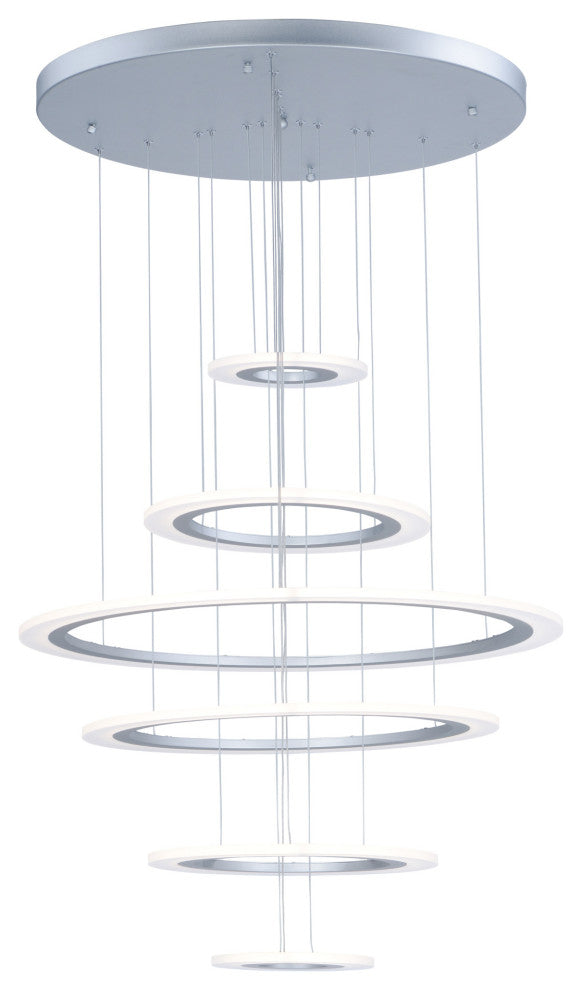 ET2 E22664-11 Saturn II 30" Tall 6 Ring LED Chandelier - Matte Silver
