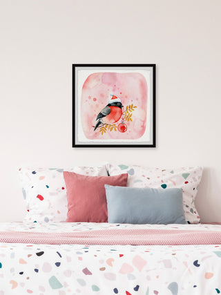 "Santa Bird" Framed Painting Print, 12x12