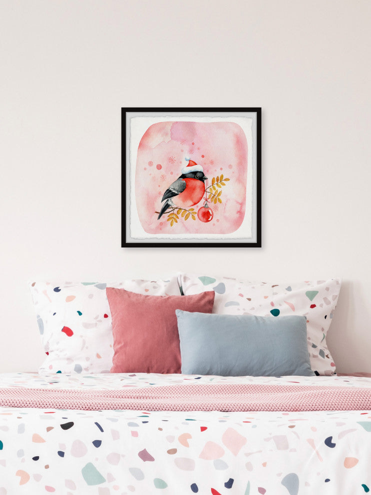 "Santa Bird" Framed Painting Print, 12x12