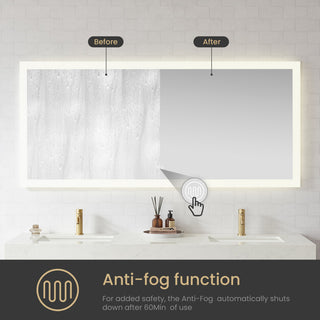 Beijing Rectangular Frameless LED Wall Bath Vanity Mirror, Acrylic, 72"w X 32"h