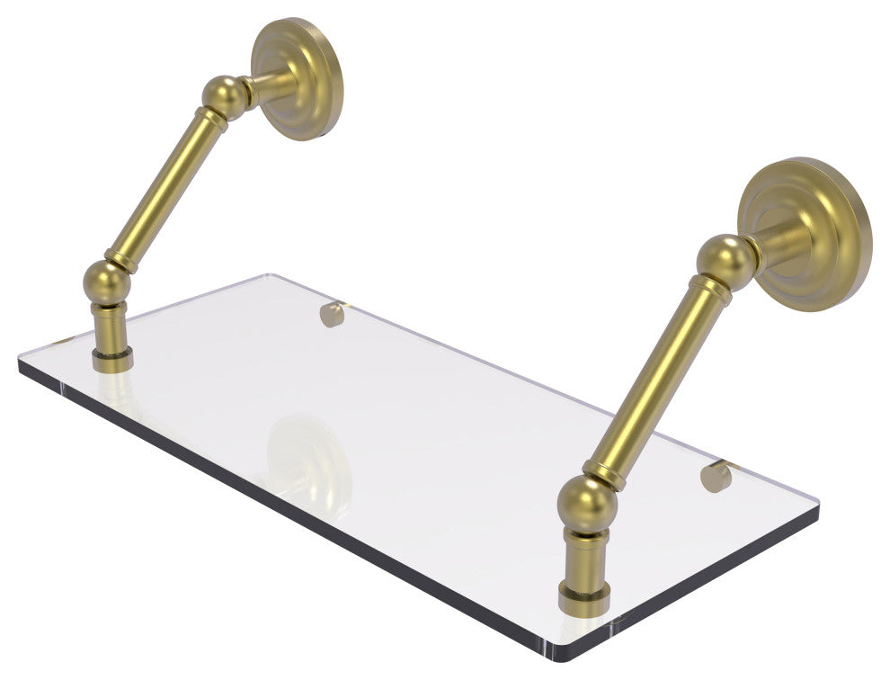 Prestige Que New 18" Floating Glass Shelf, Satin Brass