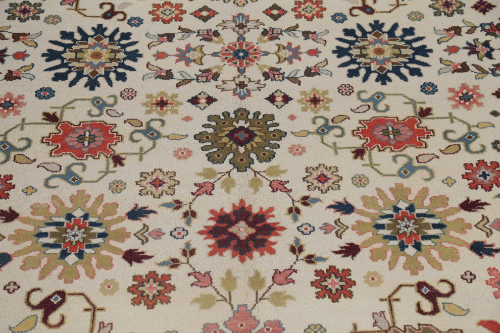 Indian Heriz Oriental Traditional Handmade Area Rug, Beige, 17'10"x11'10