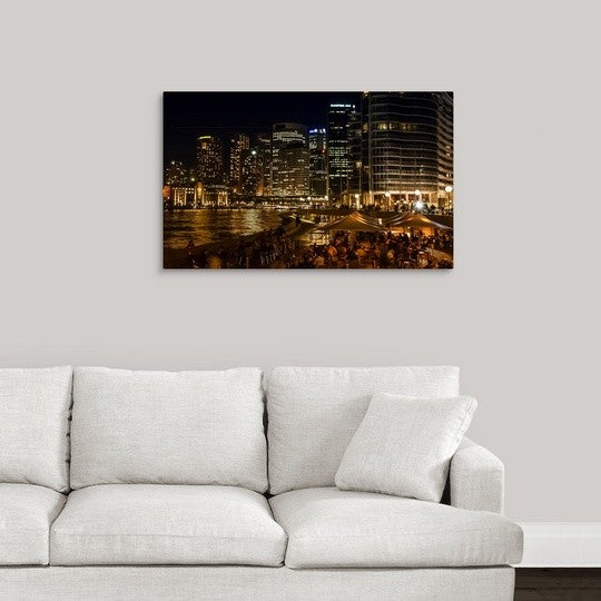 "Sydney Harbour at Night" Wrapped Canvas Art Print, 36"x22"x1.5"