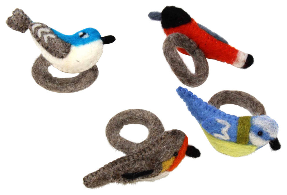 Felt  Bird Napkin Rings, Set of 4