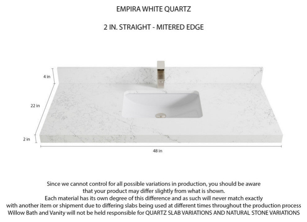 Elizabeth 48 Single Sink Bath Vanity in Light Natural Teak 2" Empira Quartz