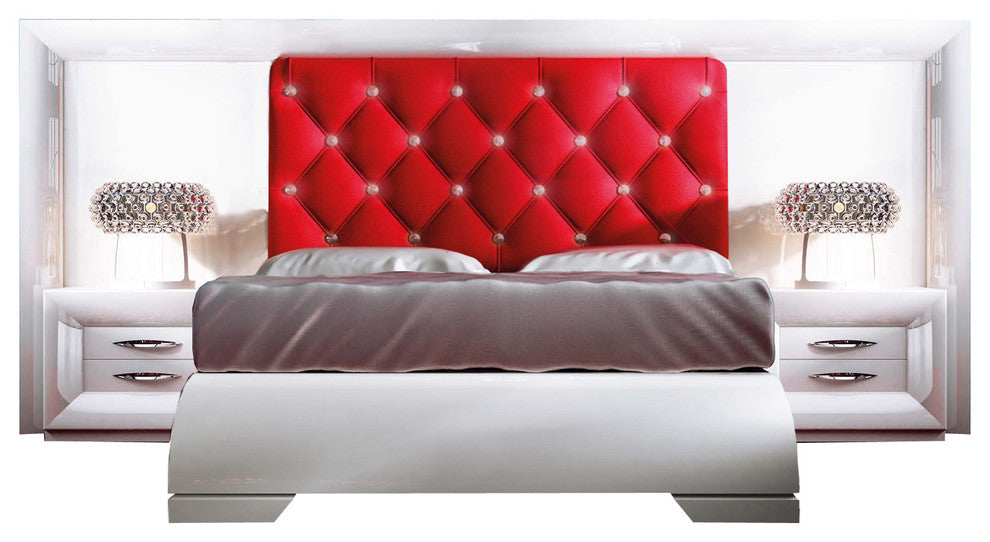 Md Sophie 36 Special Headboard Bedroom Set, Glossy White, Queen