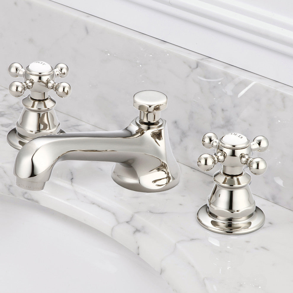 Lever Handles-American Widespread Lavatory Faucet, Polished Nickel Pvd Finish