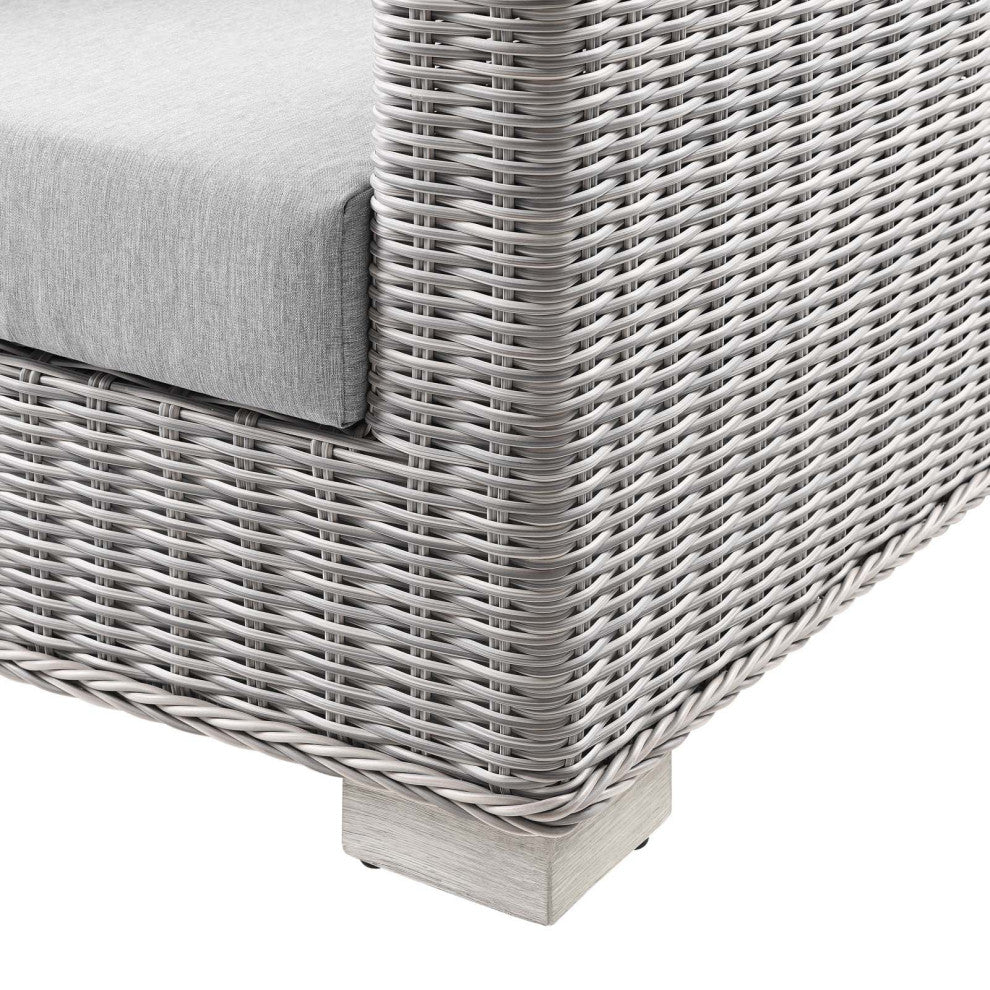 Lounge Sectional Sofa Chair Table Set, Rattan, Wicker, Gray, Outdoor