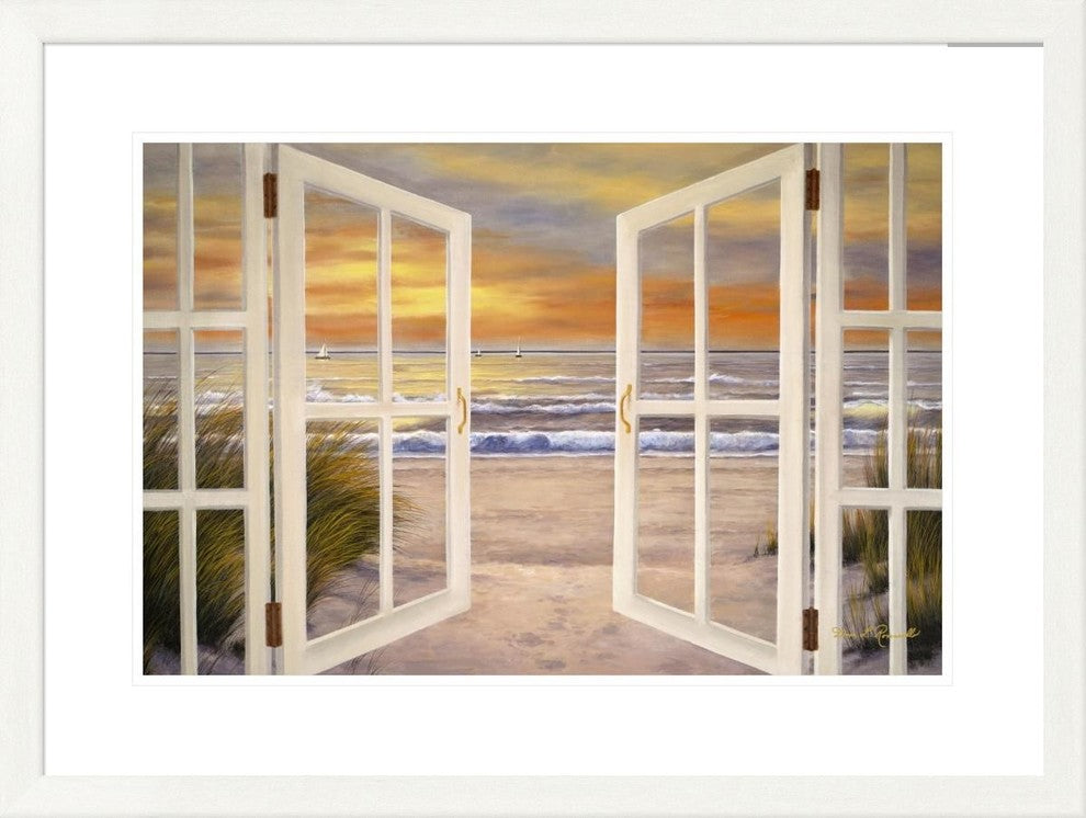 "Sunset Beach" Framed Digital Print by Diane Romanello, 33x25"