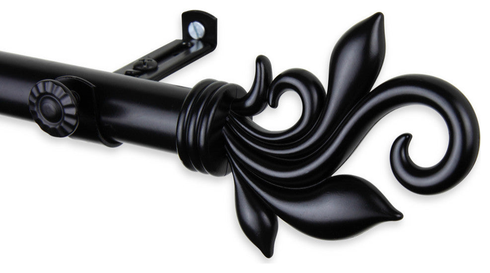 Giles 13/16" 5-Sided Bay Window Curtain Rod, Black