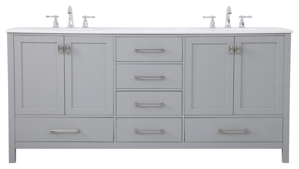 Grey 72" Double Sink Bathroom Vanity