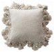 Square Crochet and Tassels Cream Cotton Slub Pillow
