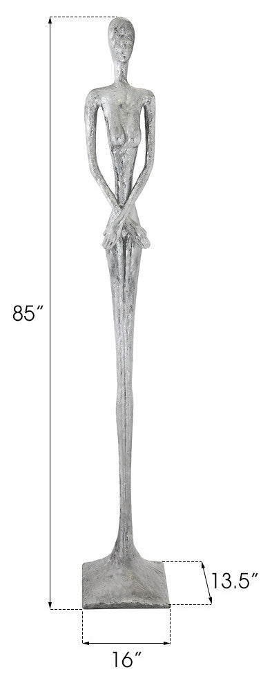 Skinny Female Sculpture, Liquid Silver