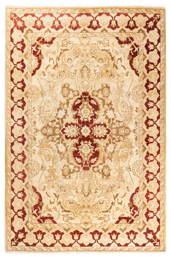 Eclectic, One-of-a-Kind Hand-Knotted Area Rug Yellow, 5' 10" x 9' 1"