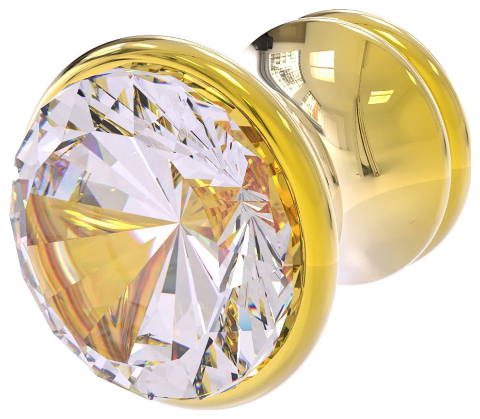 Carolina Crystal Cabinet Knob, Polished Brass
