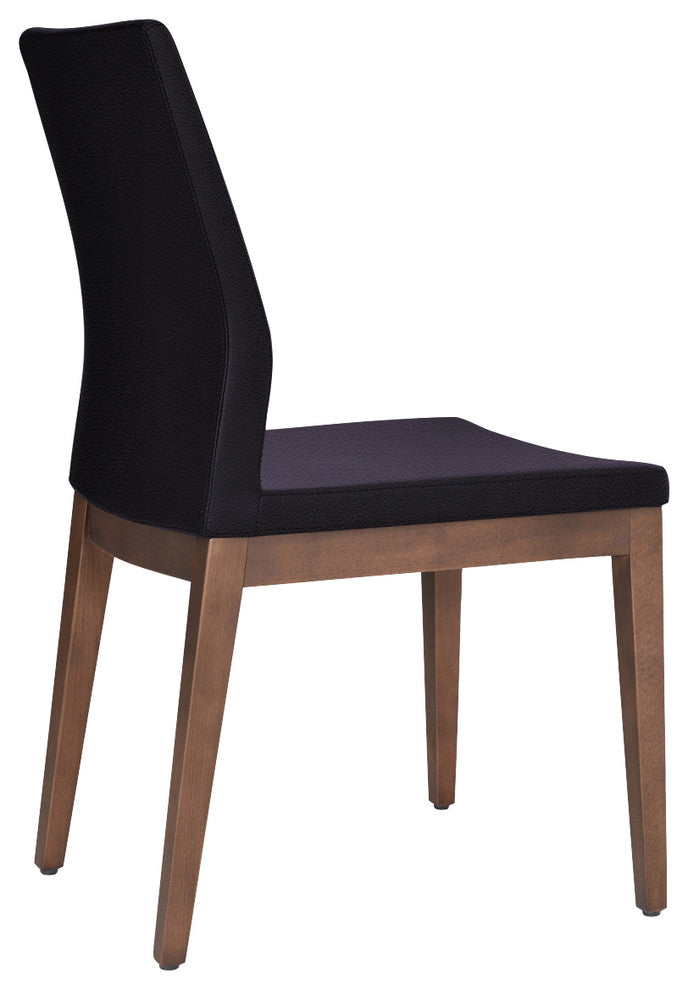 Pasha Wood High Back Chair, American Walnut Base, Black Leatherette