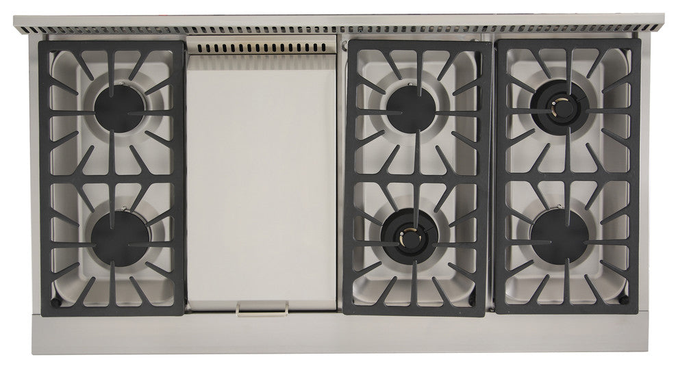 KUCHT Pro Style 48" Dual-Fuel Range, Stainless Steel, Classic Silver, Natural Gas
